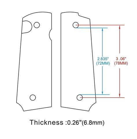 1911 grip dimensions chart.